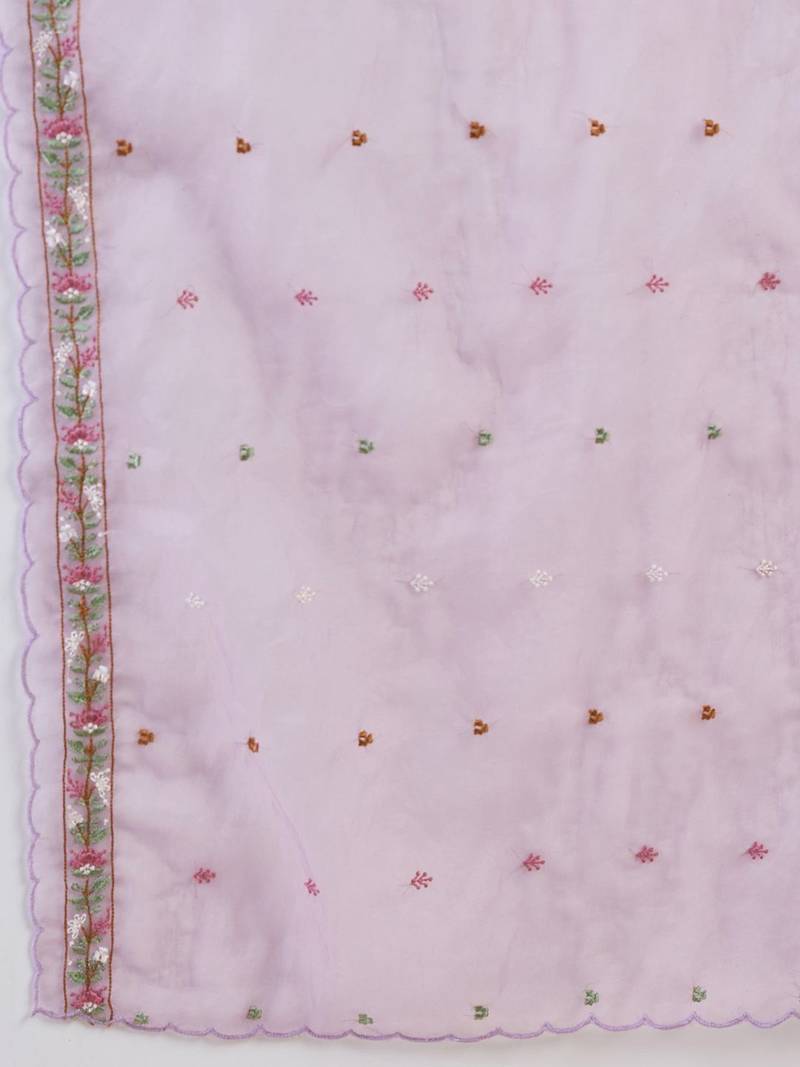 Women Floral Embroidered Regular Thread Work Kurta with Trousers & With Dupatta