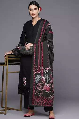 Women Floral Embroidered Regular Thread Work Kurta with Trousers & Dupatta