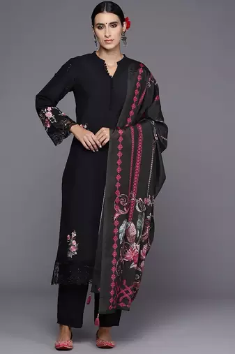 Women Floral Embroidered Regular Thread Work Kurta with Trousers & Dupatta