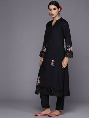 Women Floral Embroidered Regular Thread Work Kurta with Trousers & Dupatta 7