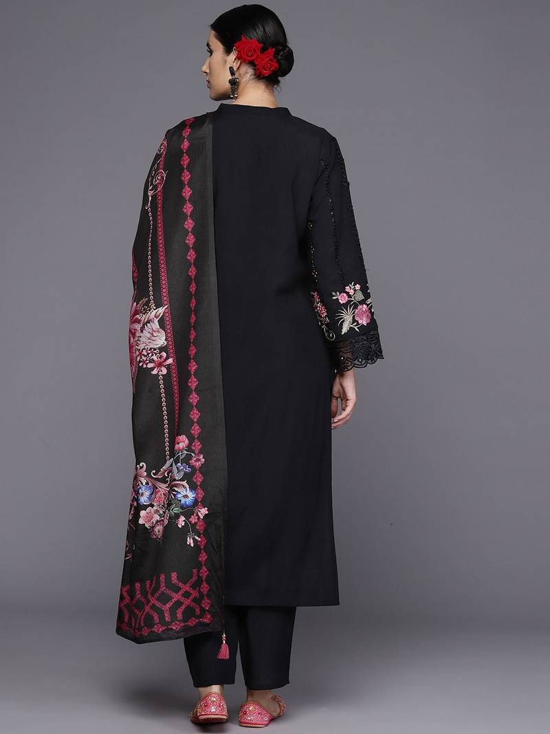 Women Floral Embroidered Regular Thread Work Kurta with Trousers & Dupatta