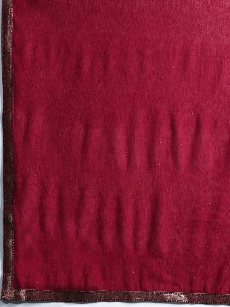 Embroidered Jacquard Zari Kurta With Trousers & Dupatta