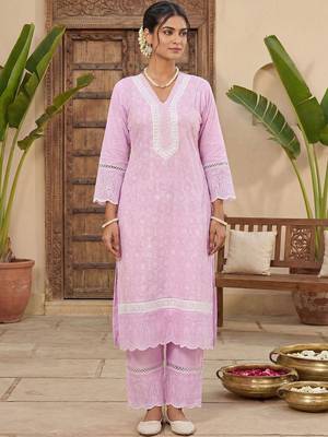 Women Ethnic Motifs Embroidered Regular Thread Work Pure Cotton Kurta with Trousers & With Dupatta 2