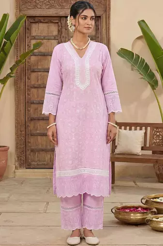 Women Ethnic Motifs Embroidered Regular Thread Work Pure Cotton Kurta with Trousers & With Dupatta