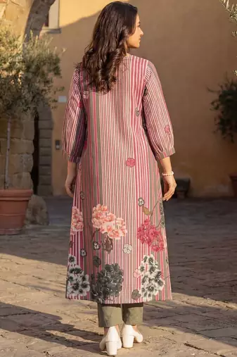 Women Floral Printed Panelled Pure Cotton Kurta with Trousers