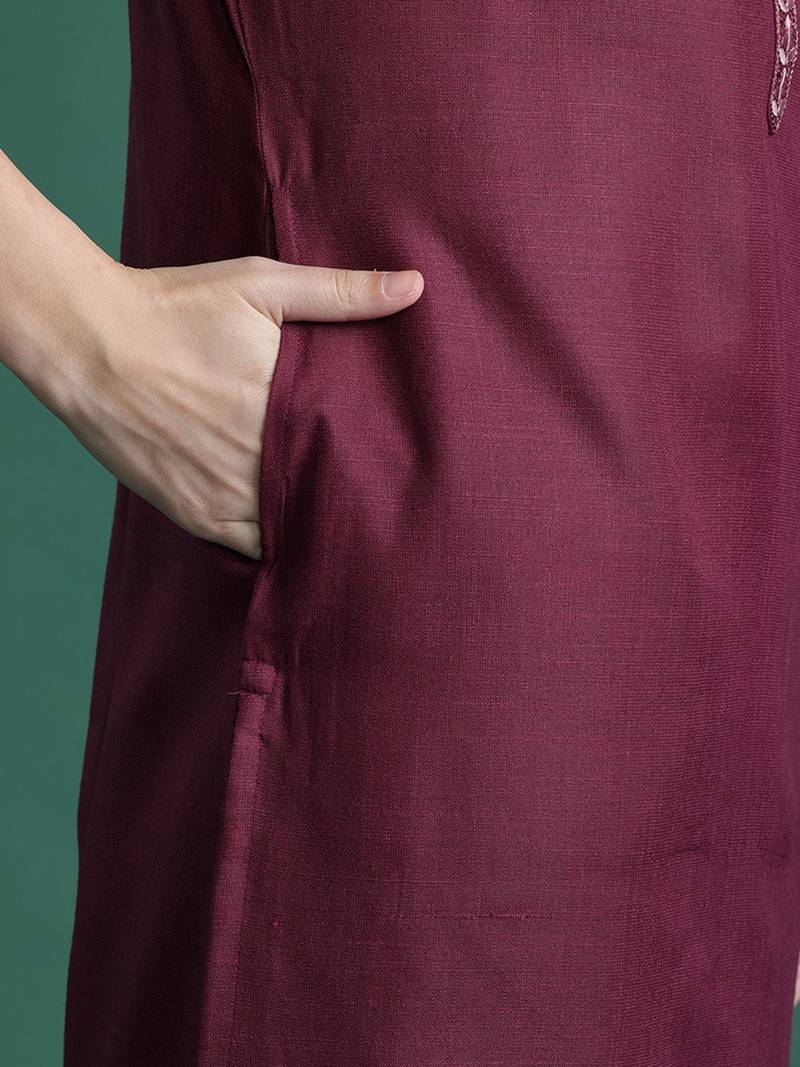 Ethnic Motifs Yoke Design Thread Work Kurta with Trousers & With Dupatta