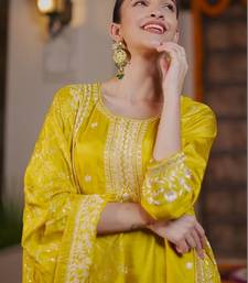 Women Ethnic Motifs Embroidered Regular Sequinned Kurta with Trousers & With Dupatta