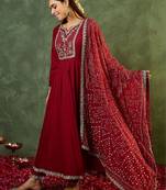 Women Ethnic Motifs Embroidered Empire Kurta with Trousers & With Dupatta