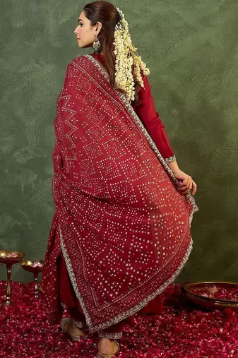 Women Ethnic Motifs Embroidered Empire Kurta with Trousers & With Dupatta