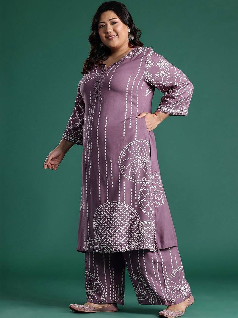 Women Printed Regular Thread Work Kurta with Palazzos