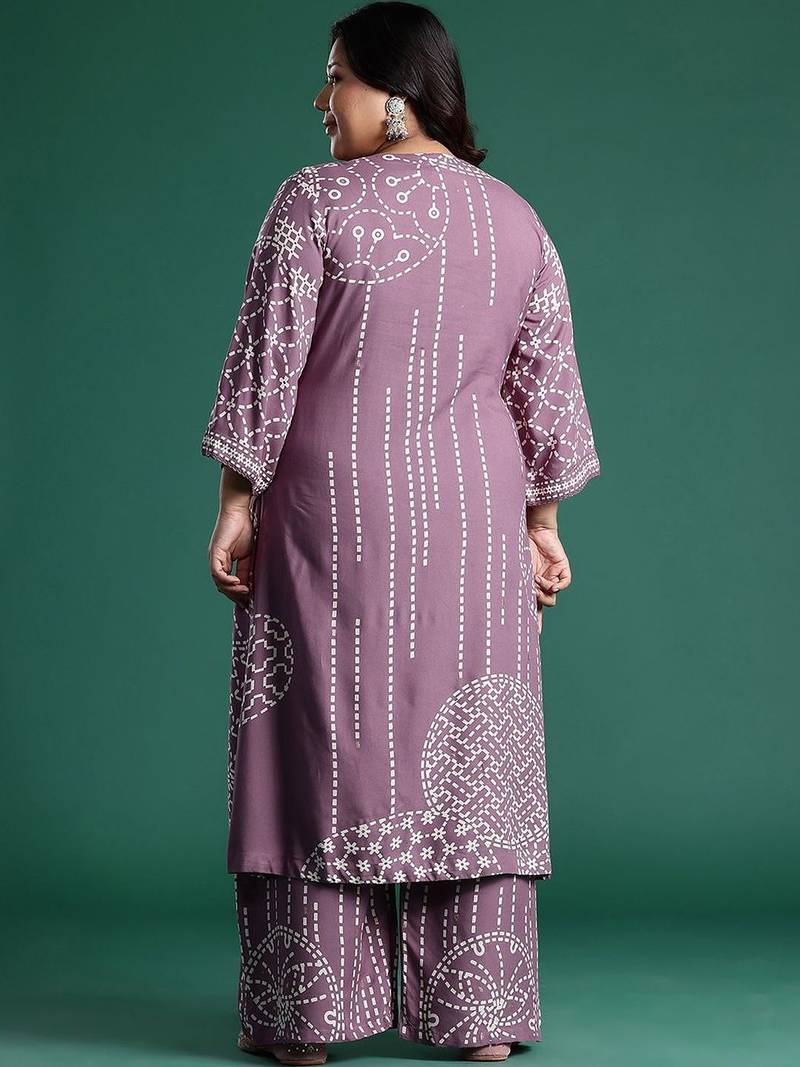 Women Printed Regular Thread Work Kurta with Palazzos