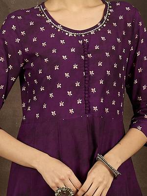Floral Printed Pure Cotton Anarkali Kurta With Trousers & Dupatta 3