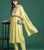 Floral Embroidered Kurta with Trousers & Dupatta