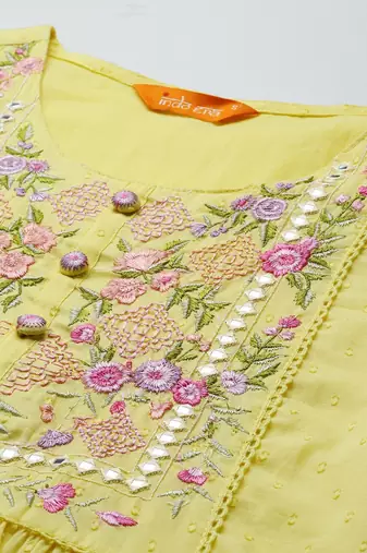 Floral Embroidered Kurta with Trousers & Dupatta