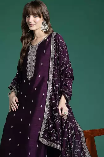 Ethnic Motifs Embroidered Kurta with Trousers & Dupatta
