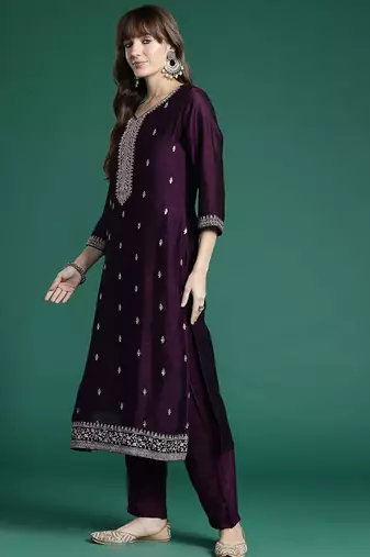 Ethnic Motifs Embroidered Kurta with Trousers & Dupatta