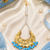 Golden chandbali sky blue beaded tikka
