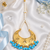 Golden chandbali sky blue beaded tikka