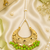 Golden chandbali parrot green beaded tikka