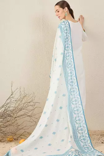 Floral Embroidered Straight Pure Cotton Kurta With Trousers & Dupatta