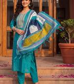 Women Ethnic Motifs Embroidered Regular Thread Work Kurta with Trousers & With Dupatta