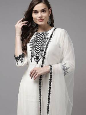 Ethnic Motifs Embroidered Regular Mirror Work Kurta With Palazzo And Dupatta 1