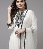 Ethnic Motifs Embroidered Regular Mirror Work Kurta With Palazzo And Dupatta