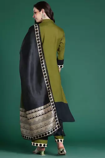Geometric Printed Regular Kurta with Palazzos & With Dupatta