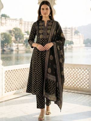 Women Ethnic Motifs Printed Regular Pure Cotton Kurta with Trousers & With Dupatta 6