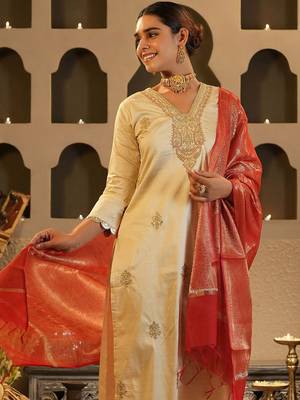 Women Ethnic Motifs Embroidered Kurta with Trousers & Dupatta 4