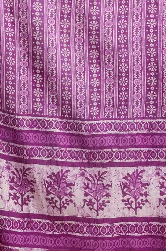 Floral Printed Mirror Work Pure Cotton Kurta With Trousers & Dupatta