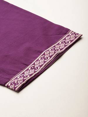 Floral Printed Mirror Work Pure Cotton Kurta With Trousers & Dupatta 9