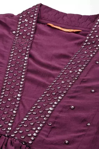 Embroidered Panelled Sequinned Kurta with Trousers