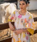 Floral Printed Round Neck Pleated Pure Cotton A-Line Kurta With Trouser