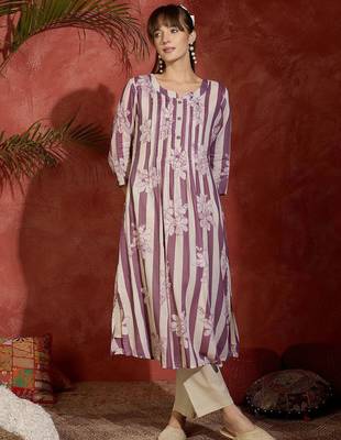 Women Floral Printed Regular Pure Cotton Kurta with Trousers 2