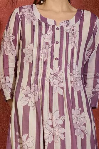 Women Floral Printed Regular Pure Cotton Kurta with Trousers
