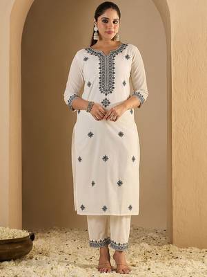 Women Ethnic Motifs  Cotton Kurta with Trousers & With Dupatta Kurta Sets 6