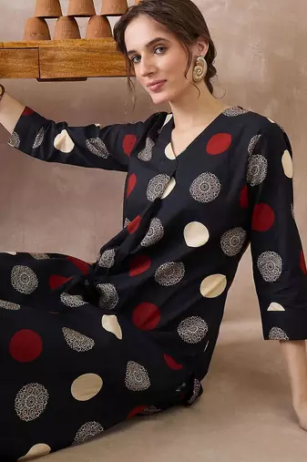 Women Printed Regular Pure Cotton Kurta with Trousers