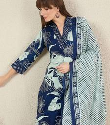 Women Floral Printed Cotton Kurta with Trousers & Dupatta