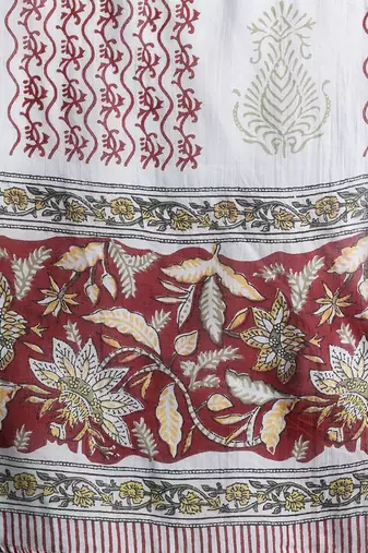 Floral Printed Pure Cotton Kurta With Trousers & Dupatta