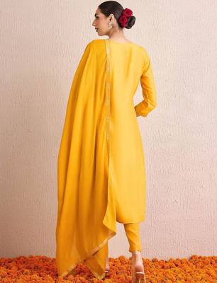 Women Ethnic Motifs Embroidered Regular Kurta with Trousers & With Dupatta 7
