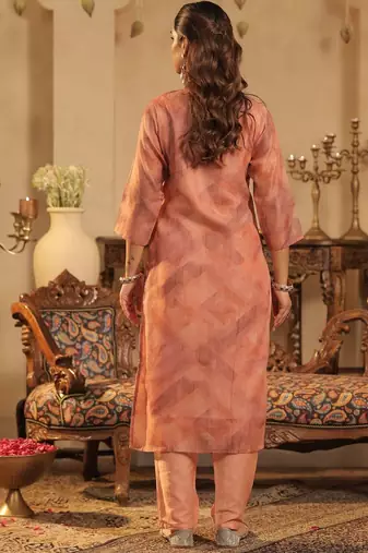 Floral Embroidered Straight Thread Work Kurta With Trousers & Dupatta