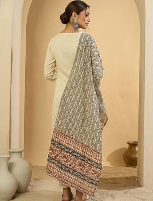 Ethnic Motifs Straight Kurta With Trousers & Dupatta 4