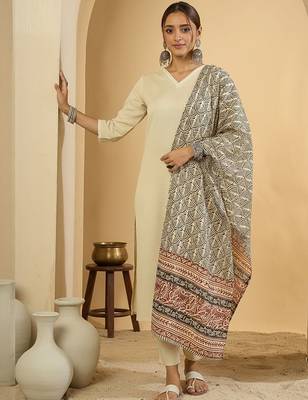 Ethnic Motifs Straight Kurta With Trousers & Dupatta 6