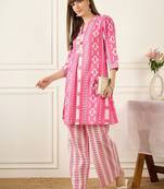 Women Printed Pure Cotton Kurta with Palazzos