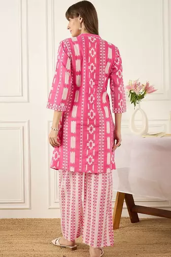 Women Printed Pure Cotton Kurta with Palazzos