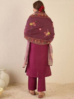 Women Ethnic Motifs Embroidered Regular Kurta with Trousers & Printed Dupatta 4