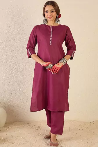 Women Ethnic Motifs Embroidered Regular Kurta with Trousers & Printed Dupatta