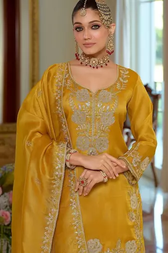 Women Ethnic Motifs Embroidered Regular Thread Work Kurta with Sharara & With Dupatta