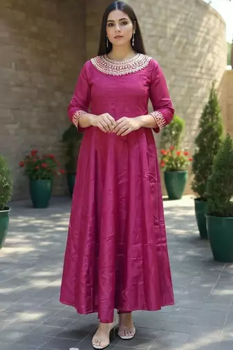 Women Ethnic Motifs Embroidered Anarkali Kurta with Trousers